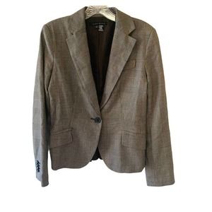 Zara Plaid Wool Blend Pleated Back Blazer Jacket M